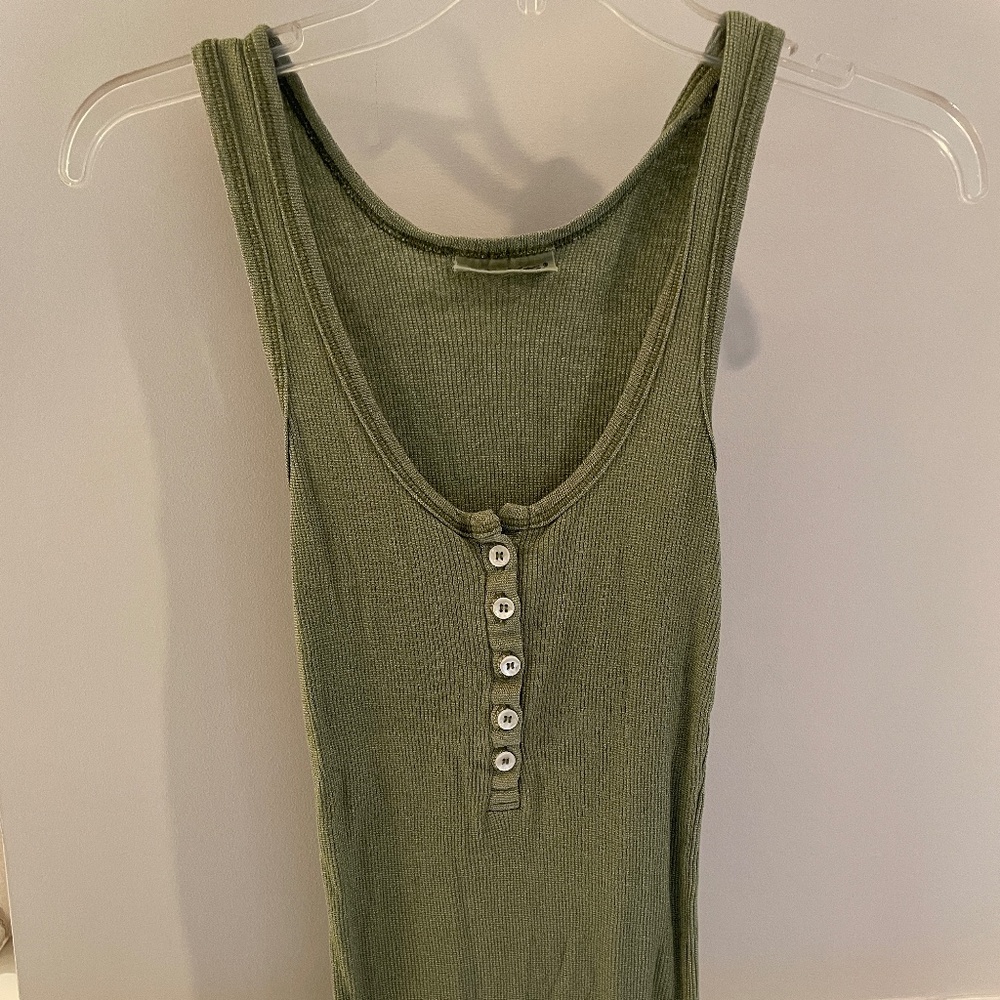 Michael Stars Army Green Henley tank one size fits most